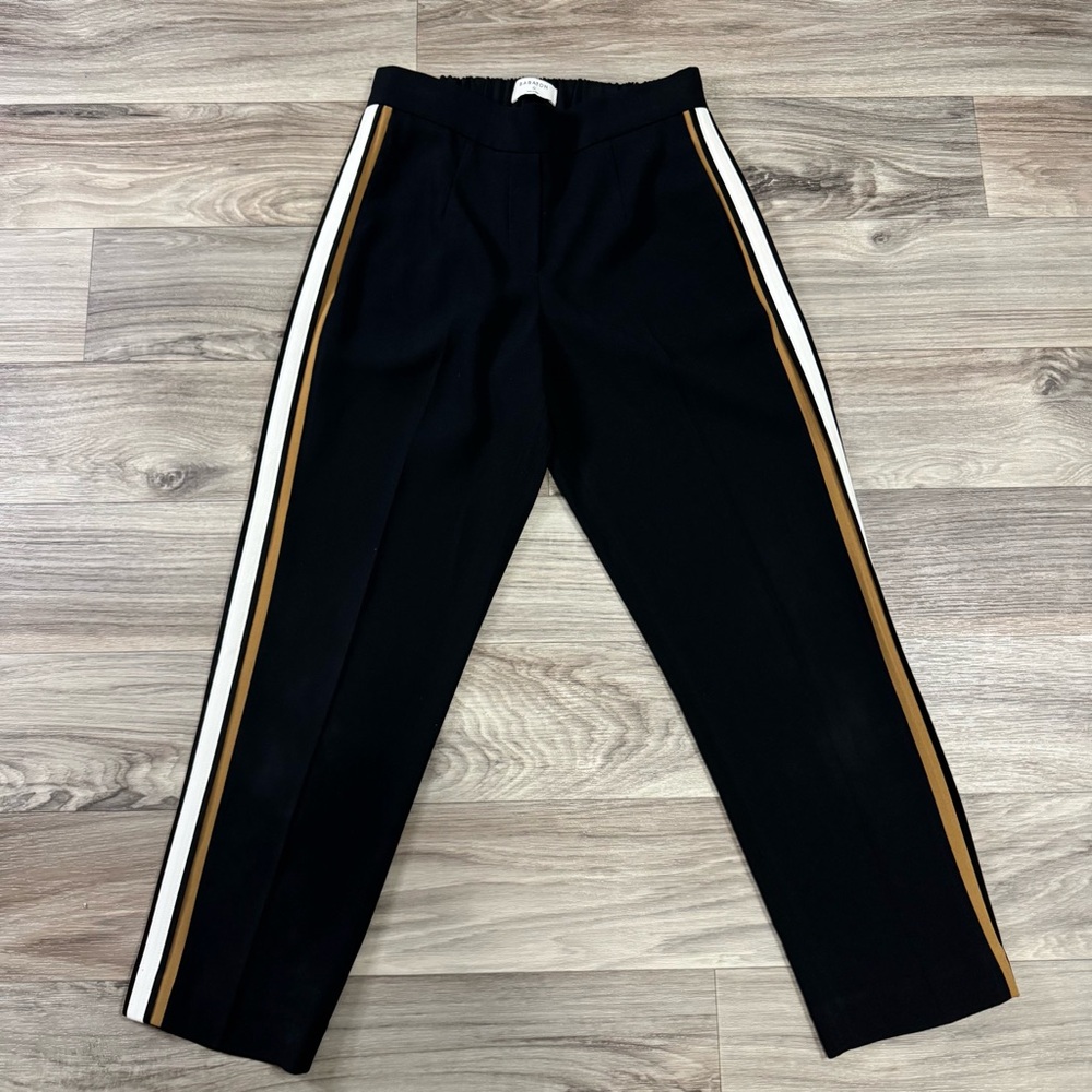 Aritzia Babaton Conan Crepe Cropped High Waisted Pant Black Blue Cream Size 0